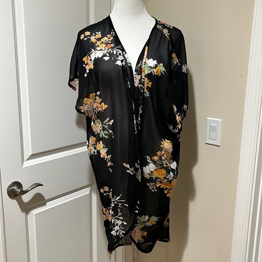 Sheila Rose Black Floral Swim Cover Up